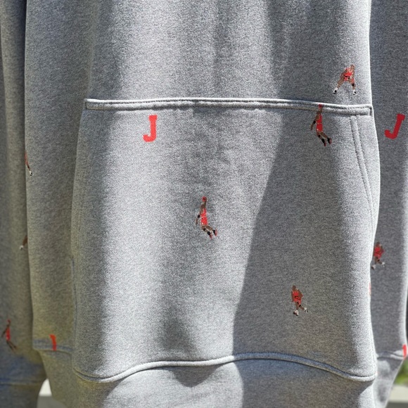 NIKE AIR JORDAN ESSENTIAL STATEMENT ALLOVER HOODIE GRAY - Picture 4 of 8